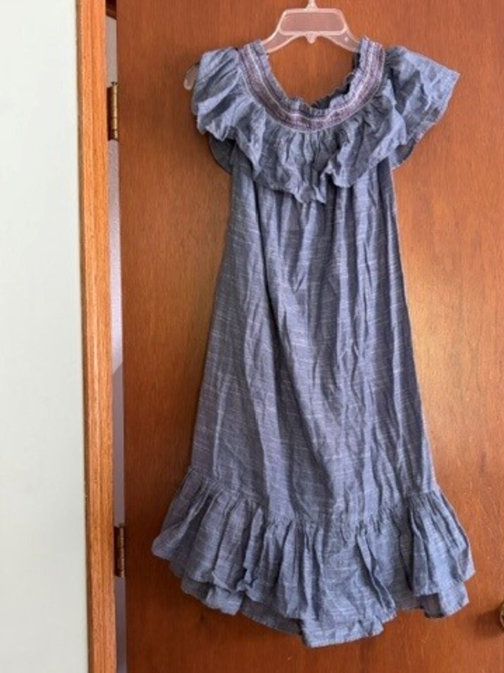 NWT Lauren Conrad maternity off-shoulder peasant dress blue size medium